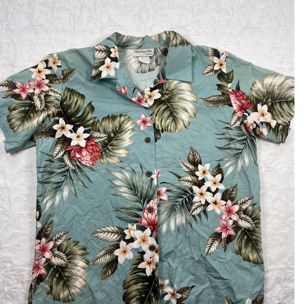 Bishop St Apparel Womens Hawaiian Shirt S Floral Made Hawaii Resort Wear